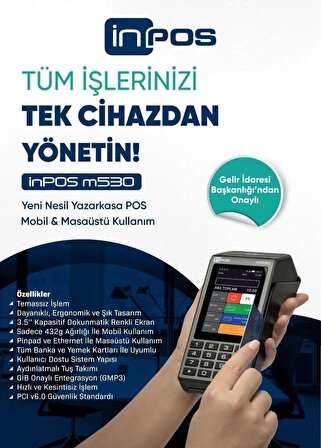 Farisoğlu Elektronik - Inpos M530 Yeni Nesil Temassız QR Karekod Ödeme Özellikli Yazar Kasa Pos