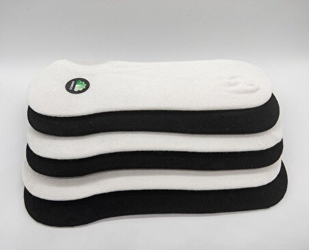 CİHO Socks Premium Erkek Bambu 6 Çift Siyah Beyaz Dikişsiz Görünmez Patik Sneaker Çorap