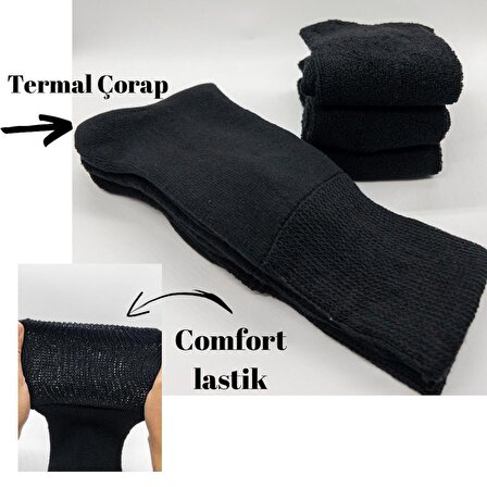 CİHO SOCKS Premium Termal 3 Çift Erkek Sıkmayan Lastikli Kışlık Çorap