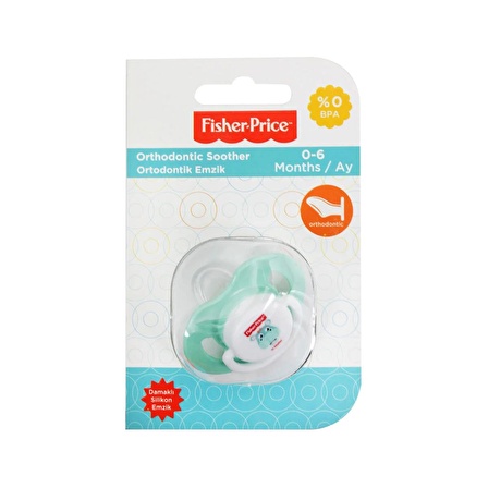 Fisher Price 0-6 ay Bebek Damaklı Silikon Ortodontik Emzik Yeşil