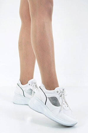 Kadın Yüksek Taban Sneaker Bağcıklı Spor Ayakkabı LDY-368