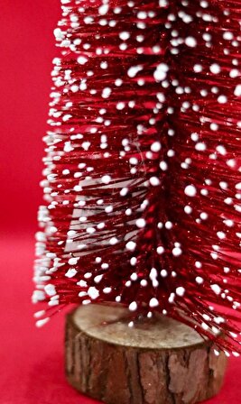 Yılbaşı Lüx Karlı Simli Iğne Yapraklı Hediyelik Masa Üstü Çam Ağacı Kırmızı Renk 30 Cm Mls-114