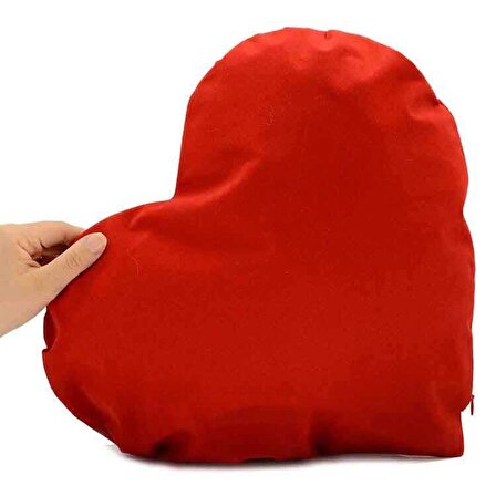 Kişiye Özel Hediyelik Sevgiliye Arkadaşa Sublimasyon 'Seni Seviyorum' Kalpli Kırmızı Yastık (Yatay)