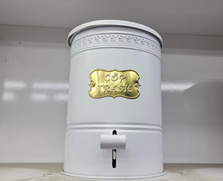 Metal Pedallı Mutfak Banyo 5 litre Çöp Kovası Beyaz