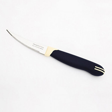 Tramontina Kısa Kıvrımlı Lazer Kesim Sebze Bıçağı Seti 12'li Mavi 