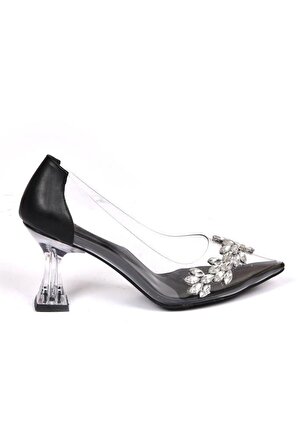 Papuçcity Shoes 02076 7 CM Topuklu Kadın Şeffaf Ayakkabı
