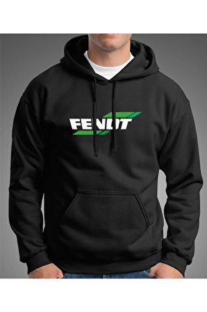 Fendt Baskılı Siyah Kapüşonlu Sweatshirt