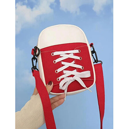 Ayakkabı Bağcık Desenli Kırmızı Renk Kadın Çanta