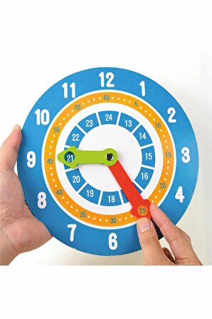 Montessori Renkli Sağlıklı Ahşap Hareketli Akrep Yelkovan Saat Öğretici Eğitici Oyuncak