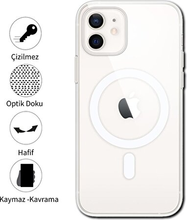 Byoztek Iphone 11 Magsafe Destekli Kablosuz Şarj Uyumlu Şeffaf Silikon Kılıf