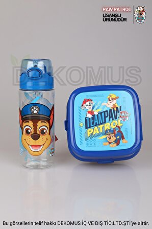 DEKOMUS LİSANSLI PAW PATROL TRITAN MATARA 500 ML VE ÇİFT KATLI BESLENME KABI SETİ