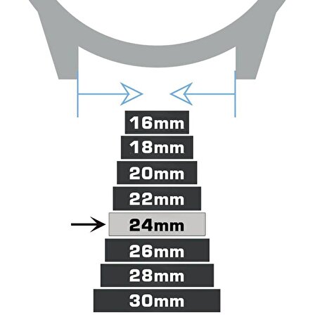 24mm Siyah Silikon Saat Kordonu Kayış