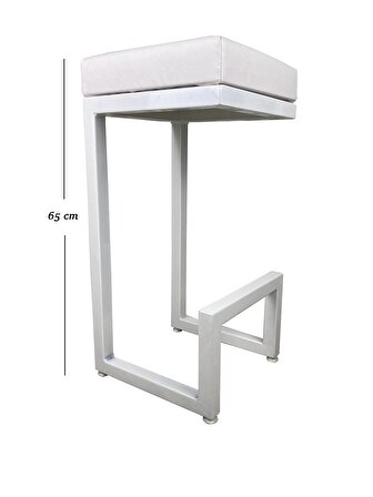 Bar Sandalyesi, Taburesi Ada Mutfaklar İçin 65cm Yükseklik Beyaz
