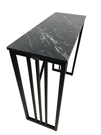 Bar Masası Ada Mutfak Metal Ayaklı Masa 90cm Siyah