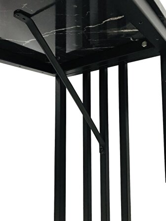 Bar Masası Ada Mutfak Metal Ayaklı Masa 90cm Siyah