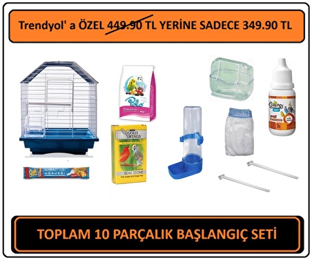 Tam Set Muhabbet Kuşu Kafes Başlangıç Seti / Açıklamaya Bakınız