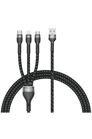 Shira Serisi için 3 in 1 USB Kablo 150cm Cm Siyah