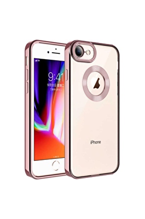 Apple Iphone 8 Plus Kamera Korumalı Logo Gösteren Omega Kapak Rose Gold