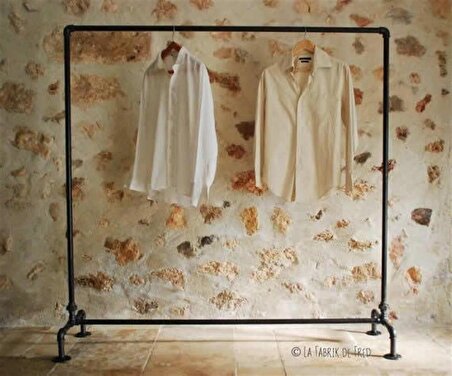 Endüstriyel Vintage Borulardan Rustik Mağaza Dekor Elbise Askısı 150*150 cm