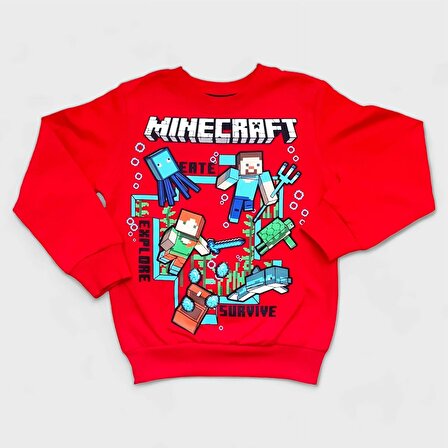 Minecraft Kırmızı Renkli Erkek Çocuk Giyim Seti