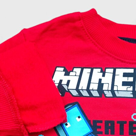 Minecraft Kırmızı Renkli Erkek Çocuk Giyim Seti