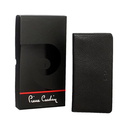 Pierre Cardin Siyah Logolu Deri Cüzdan Dik Model 11055