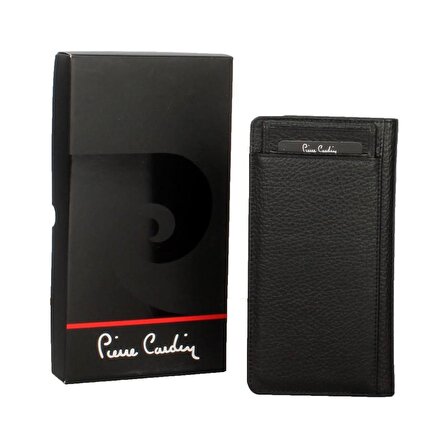 Pierre Cardin Siyah Logolu Deri Cüzdan Dik Model 11055