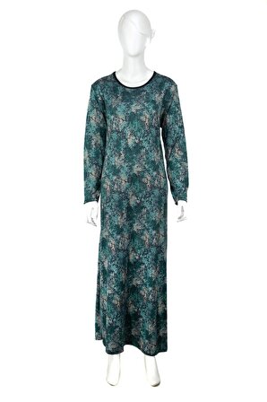 Kadın Zara Kumaş Klasik Boydan Anne Elbise Çiçek Desenli Uzun Kollu Rahat Kesim Tam Kalıp