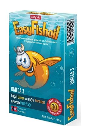 Easy Fishoil‎ Easyvit Çocuk Portakal Aromalı 30 Çiğneme Tablet