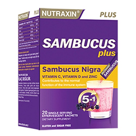 Nutraxin Sambucus Plus Efervesan Toz Karamurver 20 Şase