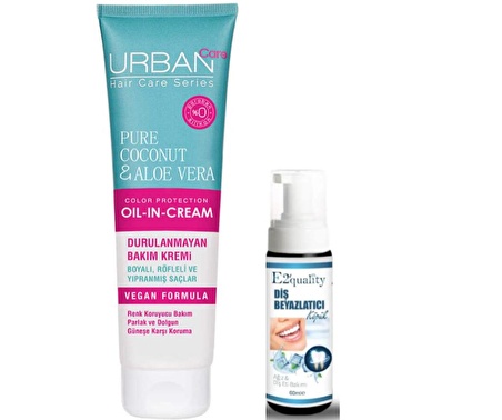Pure Coconut & Aloe Vera Durulanmayan Bakım Kremi-  Diş Beyazlatıcı Köpük Hediye