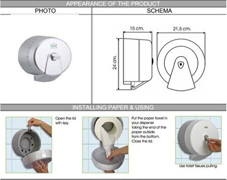 Omnipazar Vialli K3M Gri Mini Cimri İçten Çekme Tuvalet Kağıdı Dispenseri