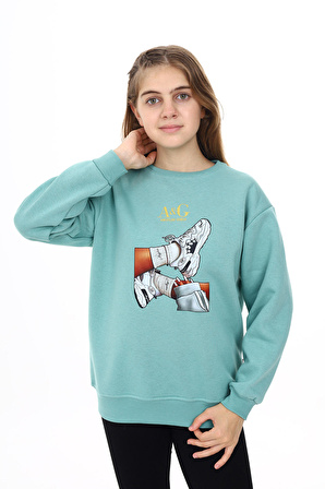 Kız Çocuk Baskılı 3 İplik Sweatshirt 7-13 Yaş Lx287