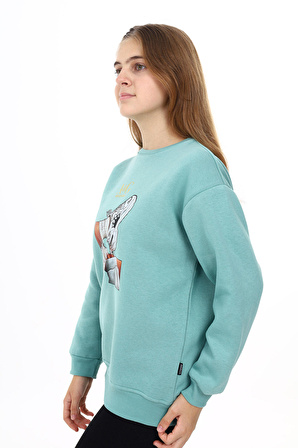 Kız Çocuk Baskılı 3 İplik Sweatshirt 7-13 Yaş Lx287