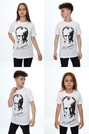 Unisex Çocuk ATATÜRK Portreli 2'li T-Shirt 4-15 Yaş Lx000