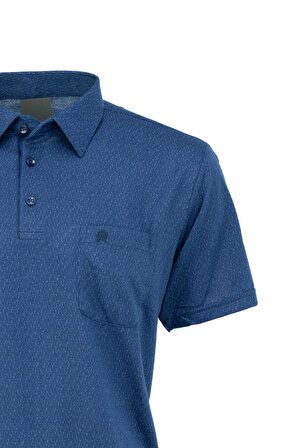 Oppland Erkek Gömlek Yaka Desenli Cepli Kısa Kollu Normal Kesim Premium Pamuklu Kumaş T-shirt