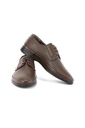 Erkek Bağcıklı Poli Taban Comfort Model Tam Kalıp Hakiki Deri Ortopedik Klasik Ayakkabı