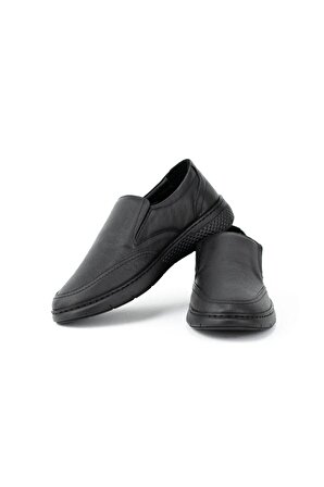Erkek Bağcıksız Kauçuk Taban Comfort Model Tam Kalıp Hakiki Deri Ortopedik Klasik Ayakkabı