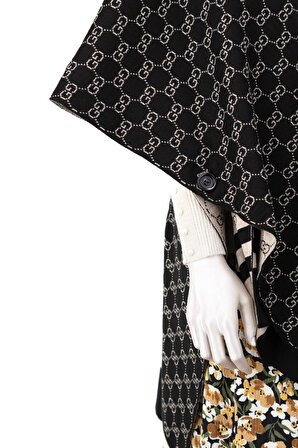 Kadın Kışlık Triko Örme Panço Şal Renkli Modern Tarz Pamuklu iplikten Örme Şık Harf Desenli