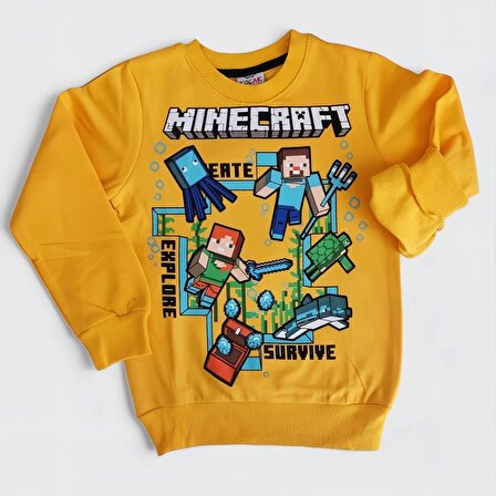 Minecraft Sarı Renkli Erkek Çocuk Giyim Seti