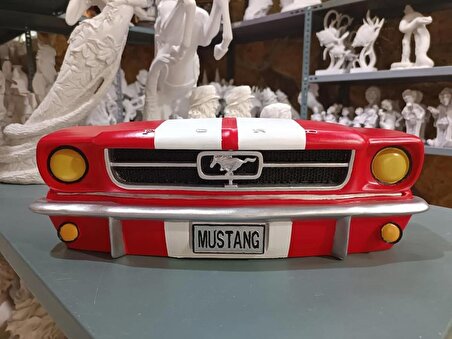 Ford Mustang Duvar Araba Tamponu Kırmızı Biblo/ Duvar Objesi 48*18 cm