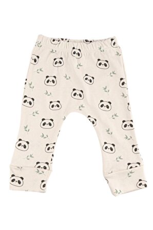 Sevimli Panda Baskılı Unisex Bebek Çocuk 3'lü Kapşonlu Takım - %100 Pamuk, Çıtçıtlı ve Body
