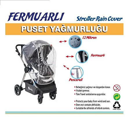 BabyDoor Fermuarlı Travel Bebek Arabası Yağmurluğu Puset Stoller Rain Cover