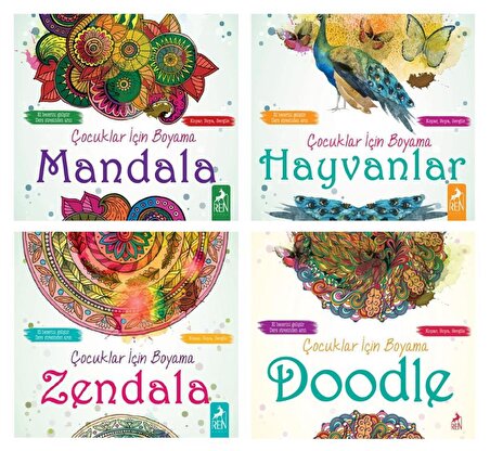 Çocuklar İçin Boyama Mandala - Hayvanlar - Zendala-Doodle 4 Kitap