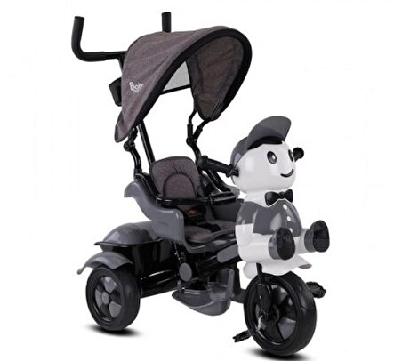 Babyhope 0125A Yupi Panda Ebeveyn Kontrollü Üçteker İtmeli Çocuk Bisikleti Gri