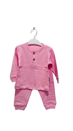 uğurböceğiçocuk Ahşap Düğmeli Alt Üst Takım Bebek Pijama Takım