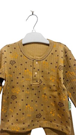 uğurböceğiçocuk Çıtçıt Düğmeli Desenli Alt Üst Takım Çocuk Pijama Takım