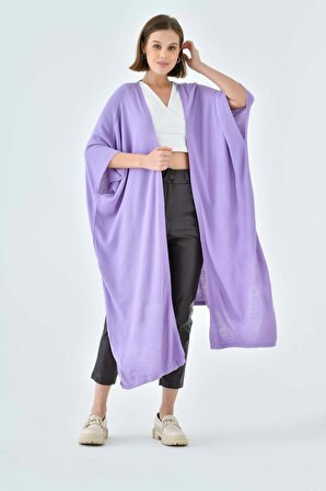 bayan Geniş Kesim Salaş Kimono/hırka Lila