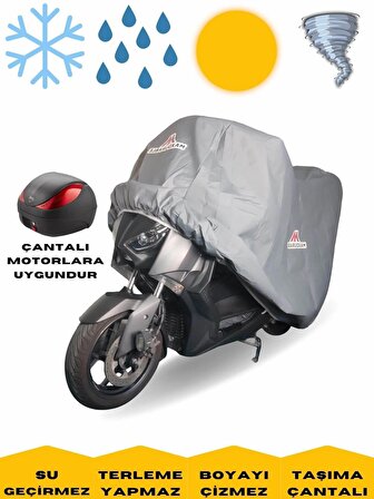 Yamaha YBR 125 ESD Motor Brandası Arka Çanta Uyumlu Su Geçirmez Motosiklet Brandası