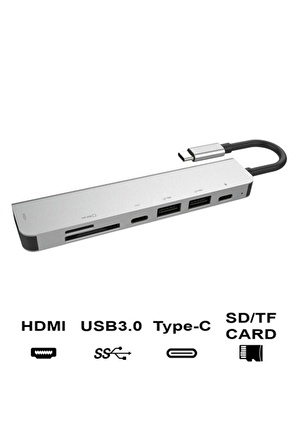 7 In 1 Sd Usb Type-c Hub Hdmı Girişli Macbook Çevirici Çoklayıcı